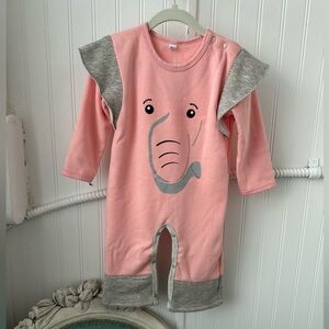 Girls Romper - Pink Elephant design